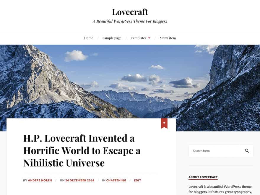 Best 40+ Free WordPress Blog Themes for Bloggers & Content Writers Lovecraft WordPress theme
