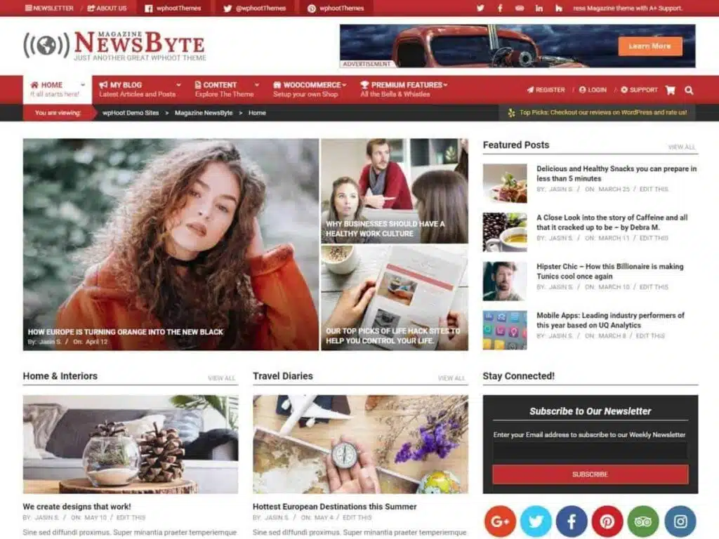 Best 40+ Free WordPress Blog Themes for Bloggers & Content Writers Magazine News Byte WordPress blog theme
