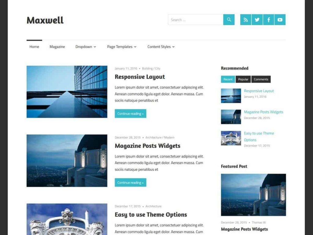 Best 40+ Free WordPress Blog Themes for Bloggers & Content Writers maxwell