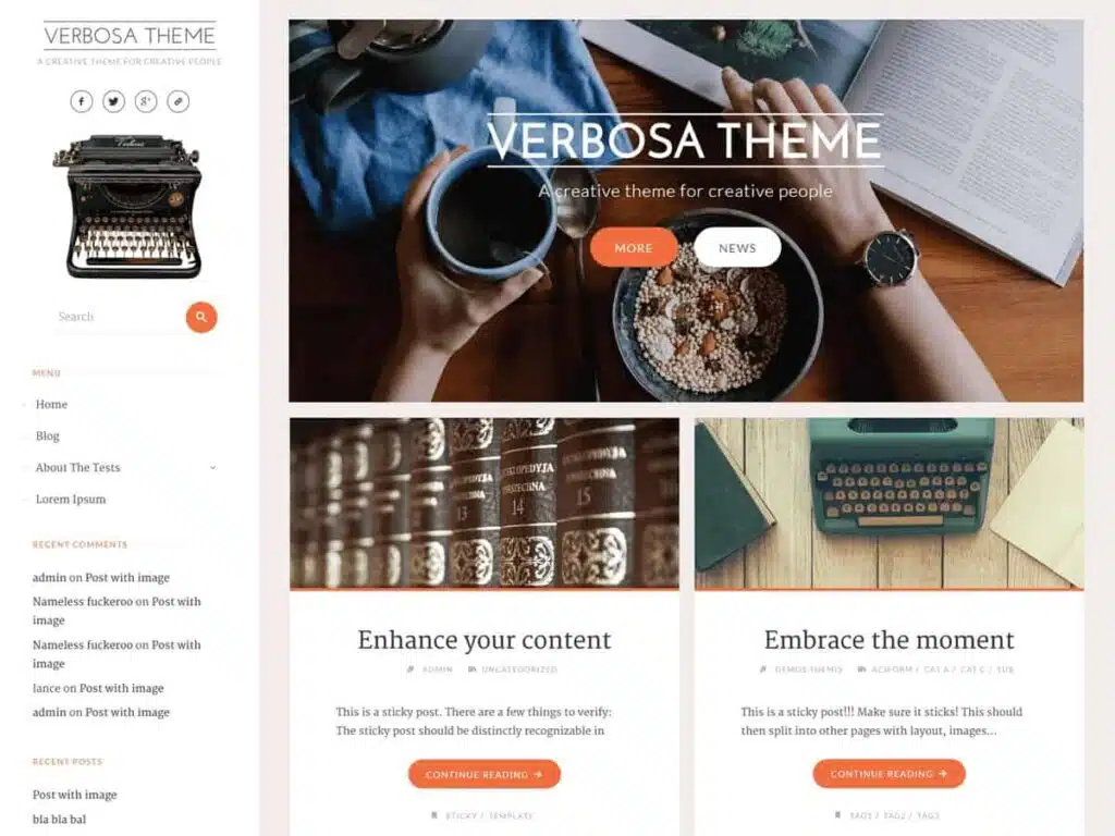 Best 40+ Free WordPress Blog Themes for Bloggers & Content Writers Verbosa WordPress theme