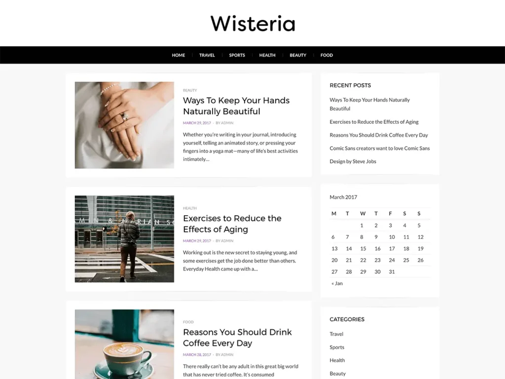 Best 40+ Free WordPress Blog Themes for Bloggers & Content Writers Wisteria WordPress blog theme