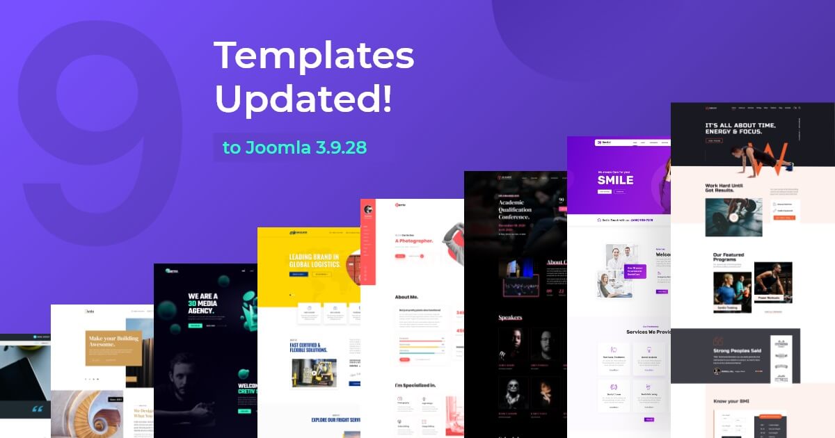 Update: 9 Joomla Templates updated to Joomla 3.9.28