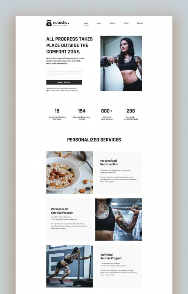 Home page template Introducing Free Fitness Trainer Website Template Kit For Mighty Addons Pro