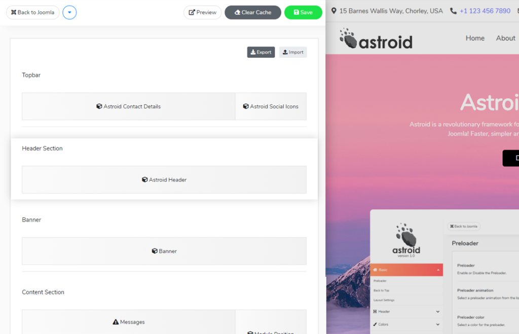 Drag and drop layout builder Introducing Astroid Joomla Template Framework - Explore the Endless Possibilities