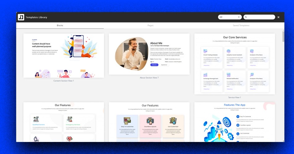 Section Library in JD Builder Introducing JD Builder Pro - Take your Joomla Design to Next Level