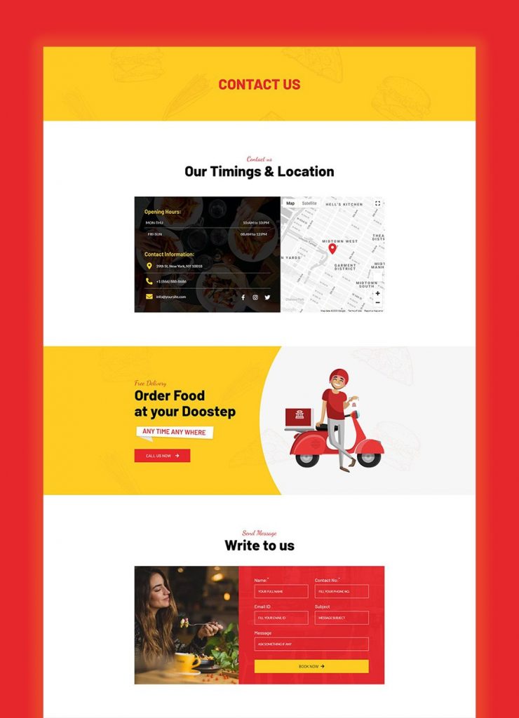 Contact Us Page Introducing Free Restaurant Joomla Template Kit for JD Builder Pro