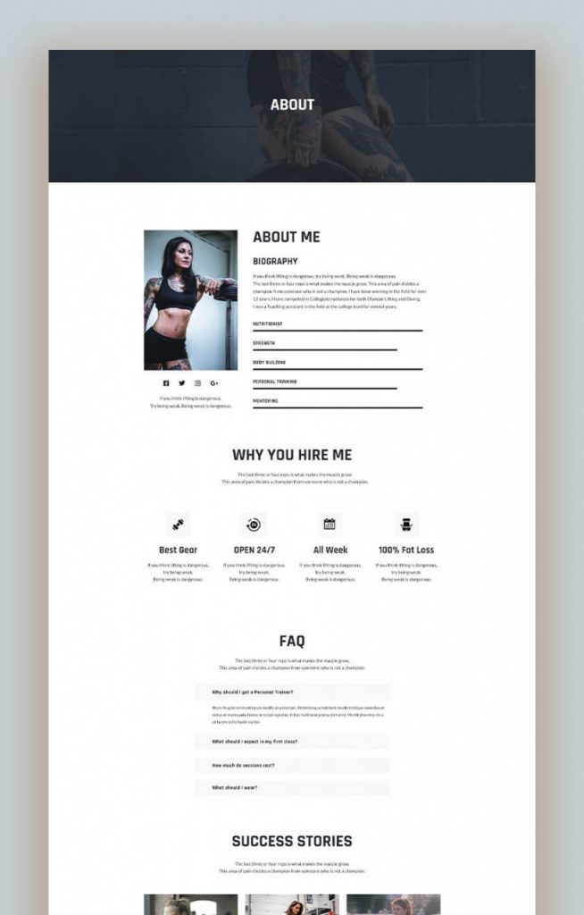 About us page template Introducing Free Fitness Trainer Website Template Kit For Mighty Addons Pro