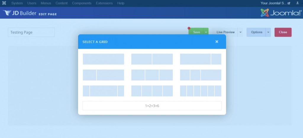 Custom & Predefined Column Grid JD Builder Sneak Peek - Brand New Joomla Page Builder