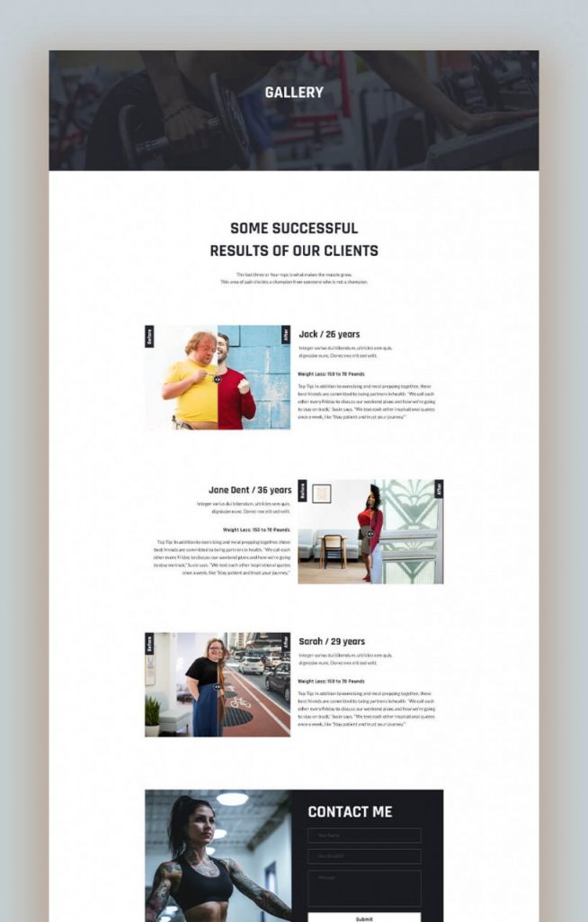 Gallery page template Introducing Free Fitness Trainer Website Template Kit For Mighty Addons Pro