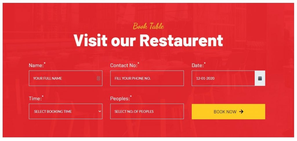 Book a Table Introducing Free Restaurant Joomla Template Kit for JD Builder Pro