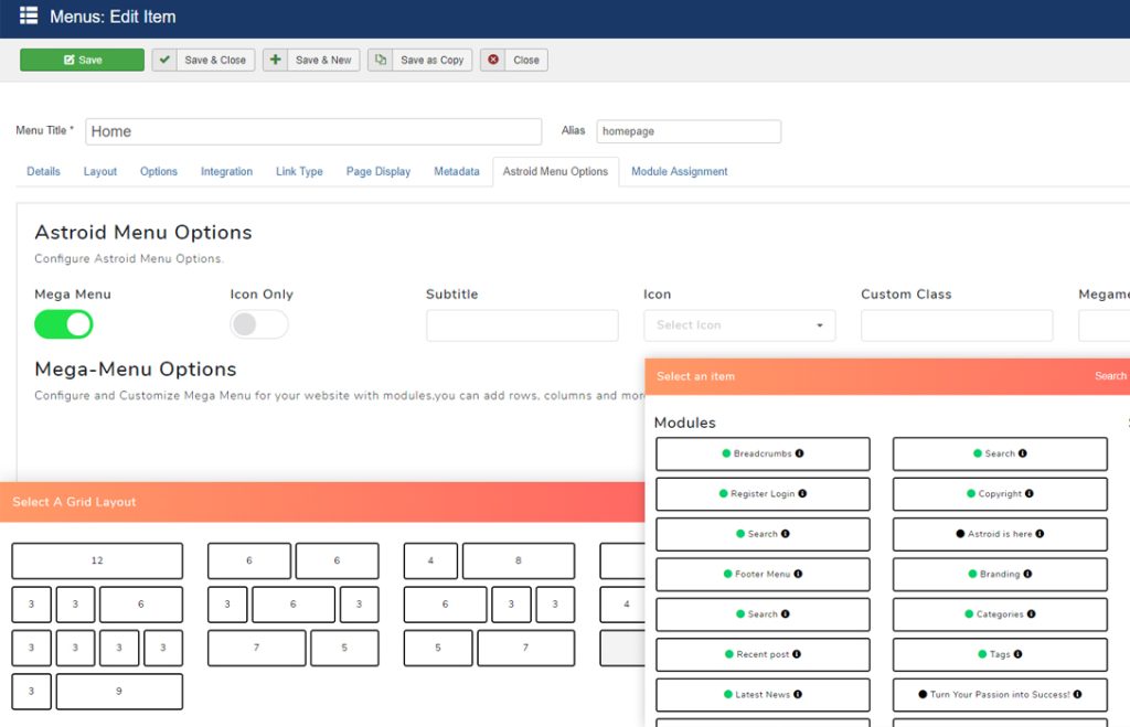 Mega menu builder Introducing Astroid Joomla Template Framework - Explore the Endless Possibilities