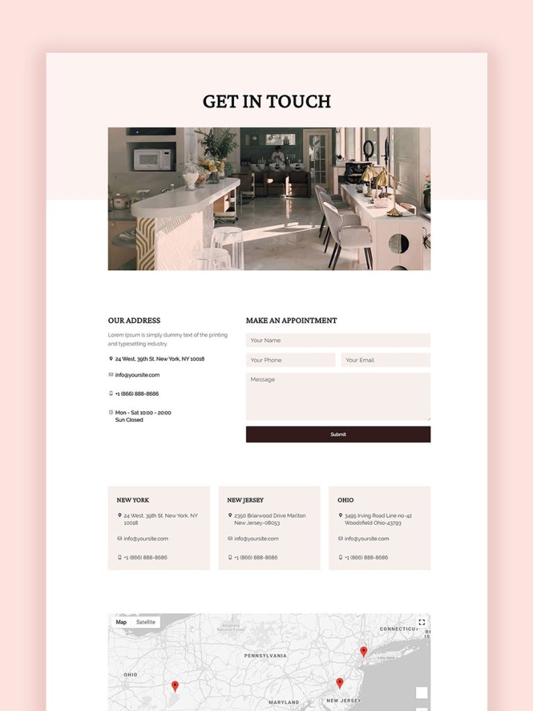 Salon Contact us Page Introducing the Beauty & Salon Joomla Template kit for JD Builder Pro