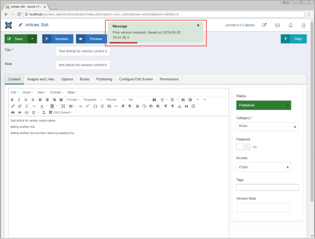 How to Enable Content Versioning in Joomla 4?