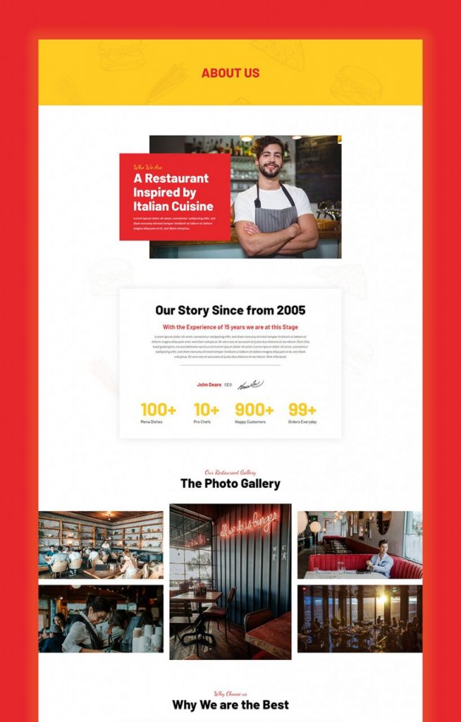 Restuarant About Us Page Introducing Free Restaurant Joomla Template Kit for JD Builder Pro